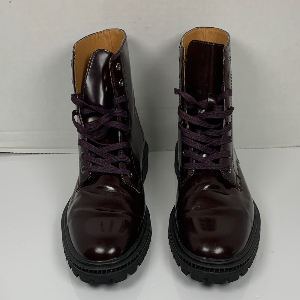 Express Mens Burgundy Leather Military Style Boots Mens Size 8